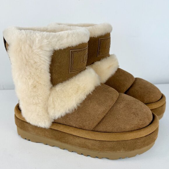 Size 7 -Women's UGG Classic Chillapeak Chestnut Leather Sheepskin suede Boots - Picture 1 of 8